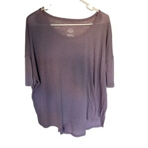 Oversized Tunic Top Purple Linen Blend‎ Casual Relaxed Fit Womens Size L